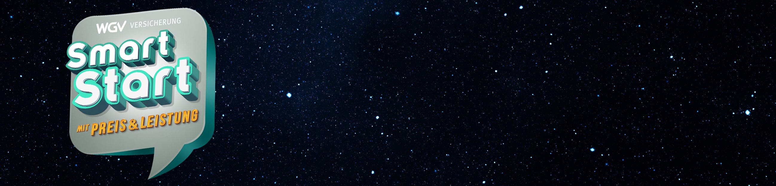 Das WGV SmartStart Logo vor einem Galaxie-Hintergrund.